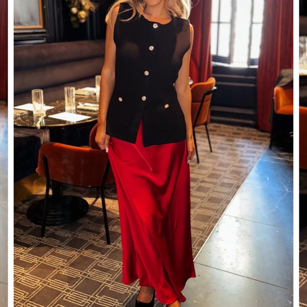 Chic Red Maxi Skirt